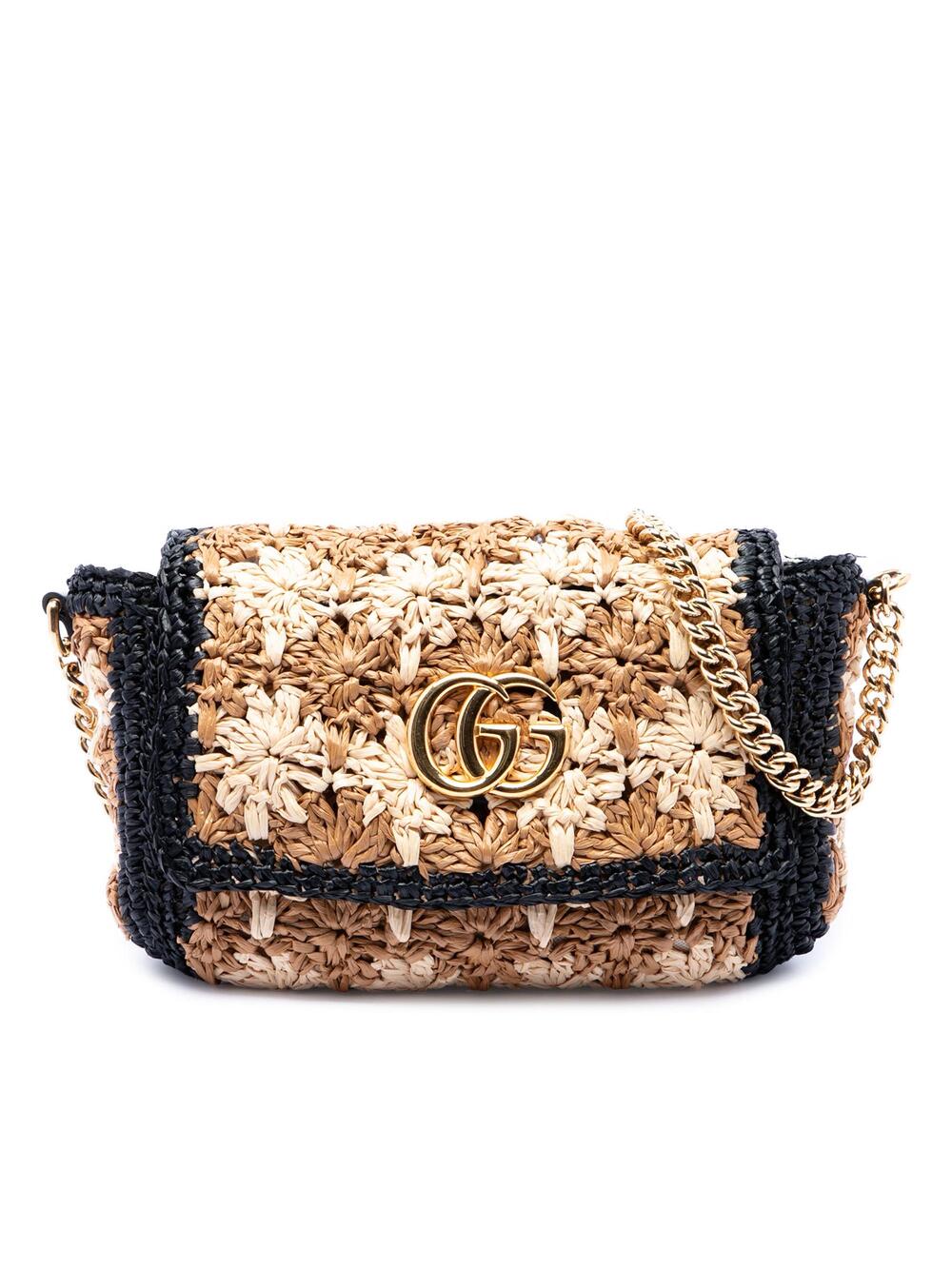 Gucci Gg Marmont Flap Bag Raffia Small #350037G10B